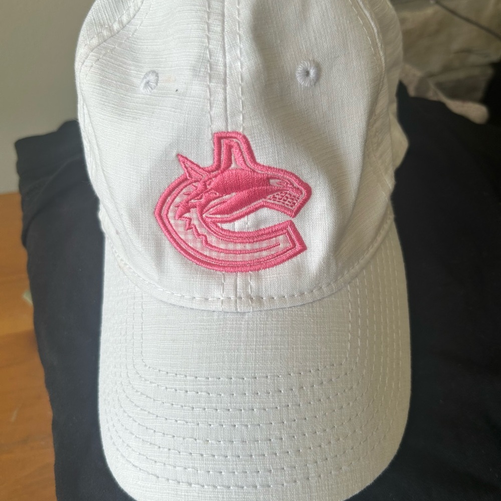 NHL Kids White Cap with Pink Logo